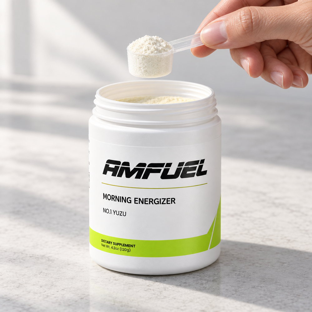 Adding one scoop of AMFUEL to a morning routine