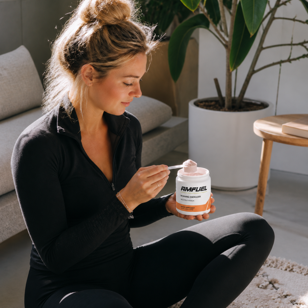 sarah thompson with AMFUEL Fruit Punch Morning Energizer