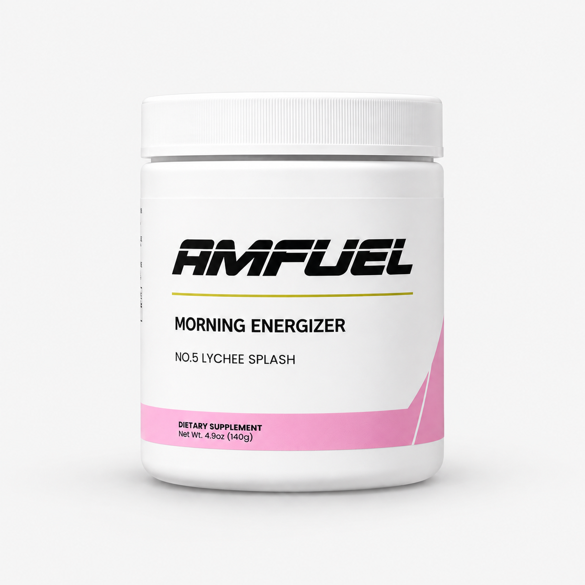 AMFUEL Morning Energizer lychee splash jar studio photo
